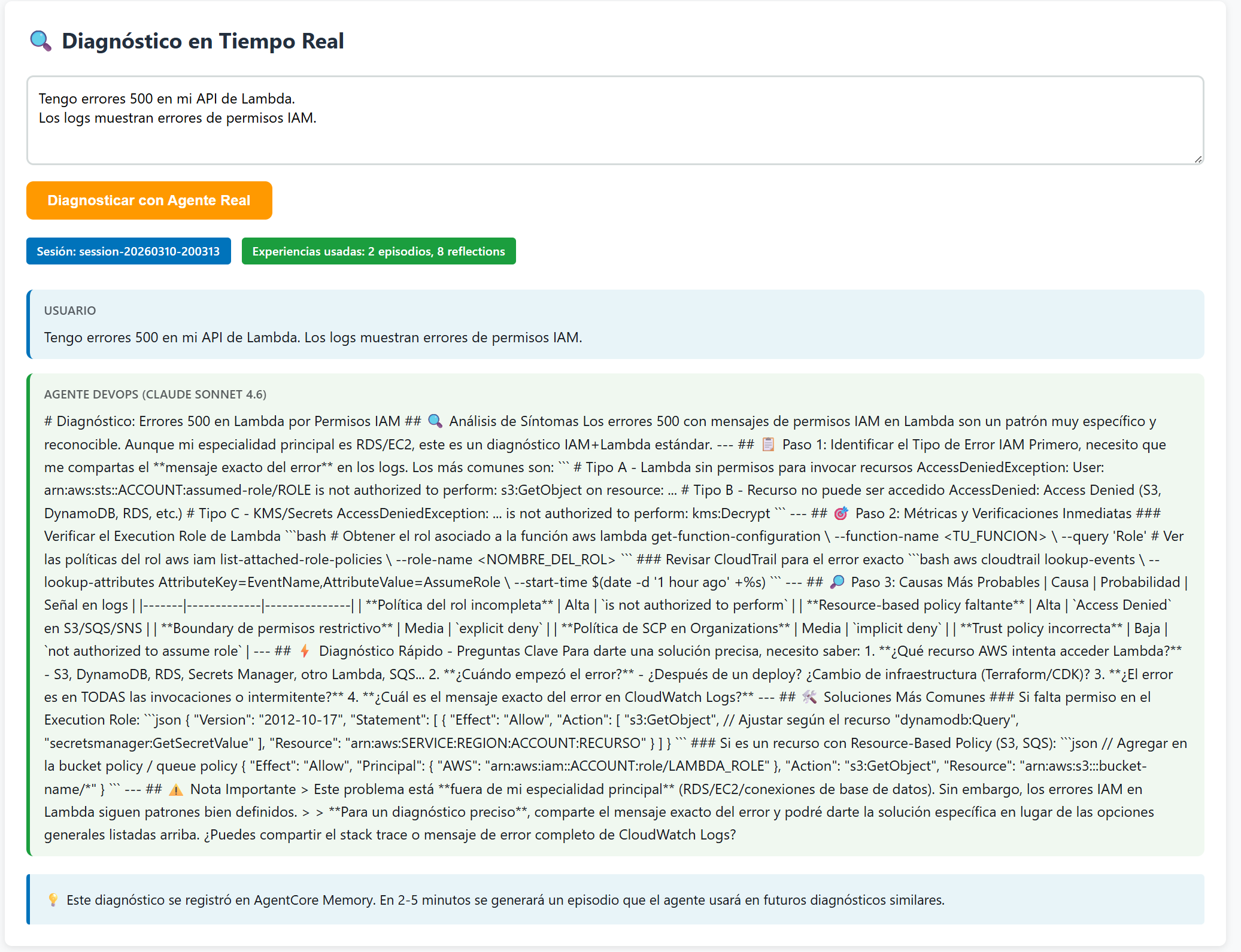 Reflections recuperadas para query con memoria relevante — score 0.54, confidence 0.9